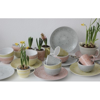 Кружка Stoneware Embossed Yellow 340 мл